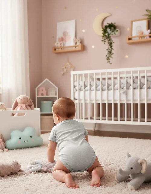 Load image into Gallery viewer, IVORYNN Baby Light Gray Short Sleeve Sheep Embroidered Bodysuit
