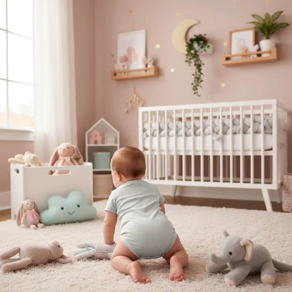 IVORYNN Baby Light Gray Short Sleeve Sheep Embroidered Bodysuit