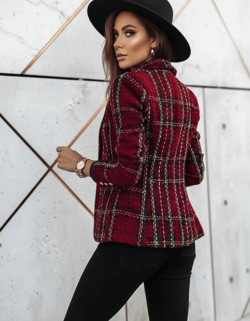 Load image into Gallery viewer, Evorin Women's Plus Size Double Breasted Burgundy Blazer
