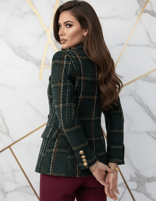 Load image into Gallery viewer, Evorin Women's Plus Size Double Breasted Dark Green Blazer
