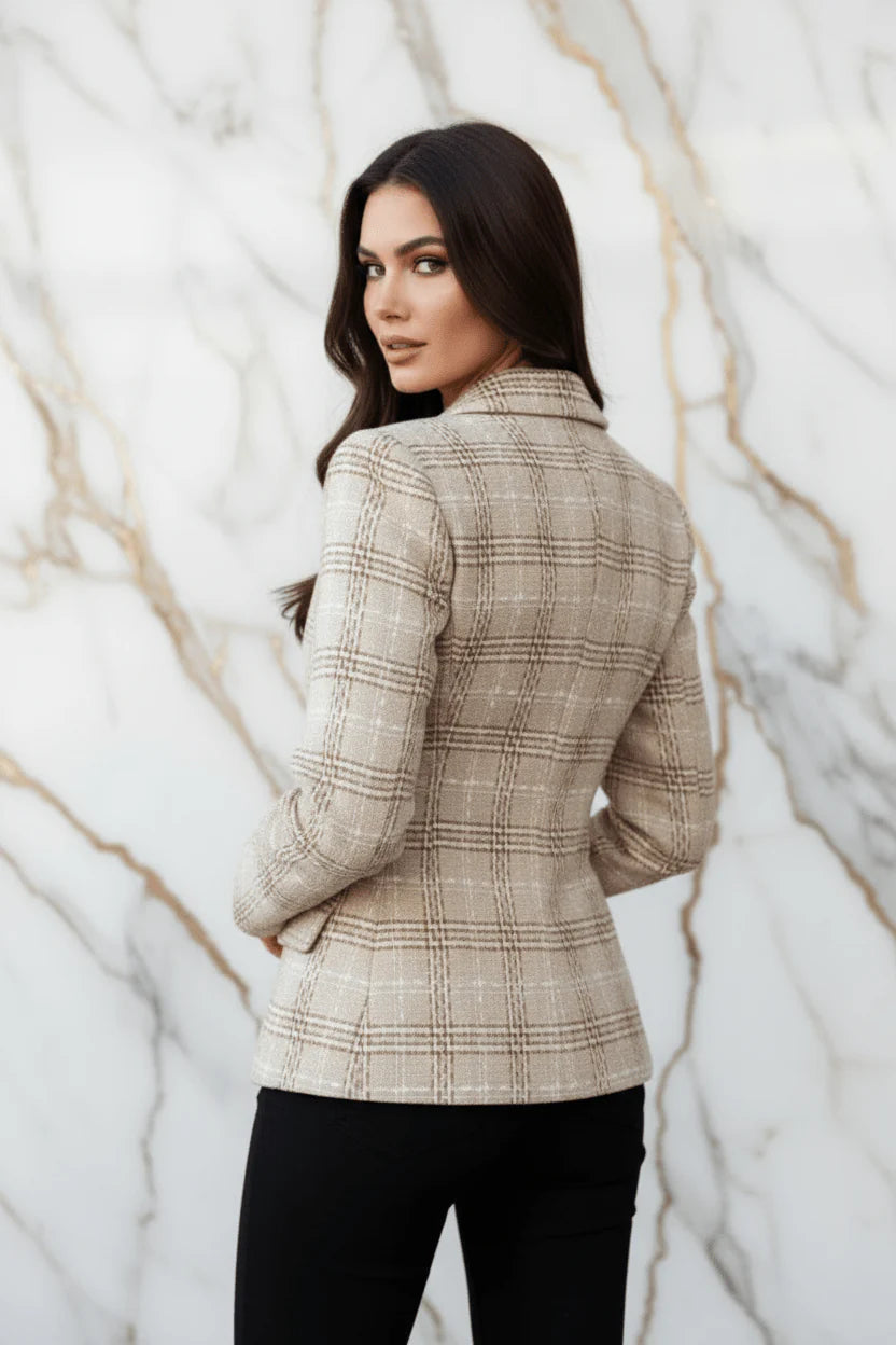 Evorin Women's Plus Size Double Breasted Light Khaki Blazer