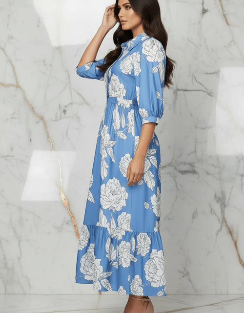 Load image into Gallery viewer, Ivorynn Women's Sky Blue Floral Dress
