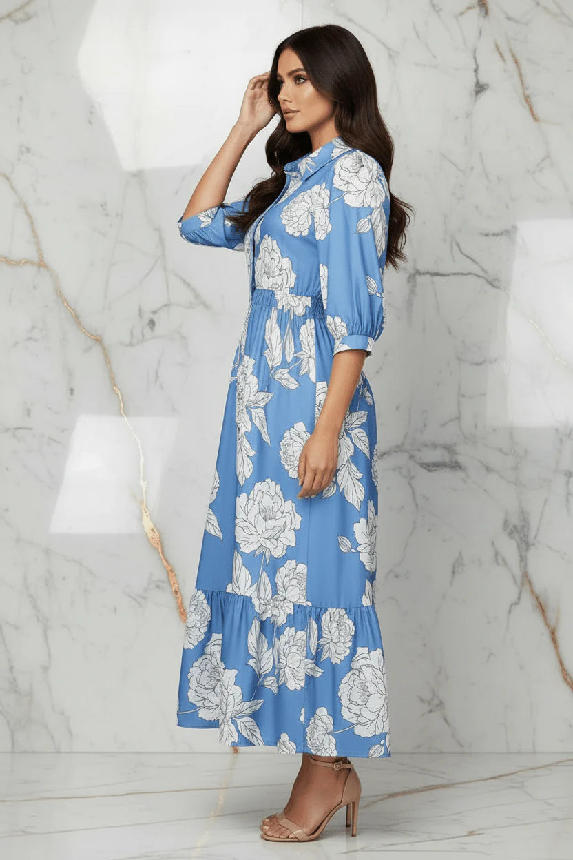 Ivorynn Women's Sky Blue Floral Dress
