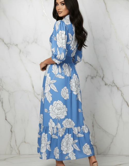Load image into Gallery viewer, Ivorynn Women's Sky Blue Floral Dress
