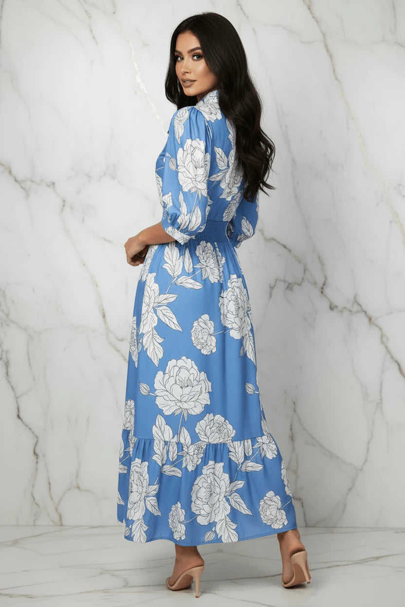 Ivorynn Women's Sky Blue Floral Dress