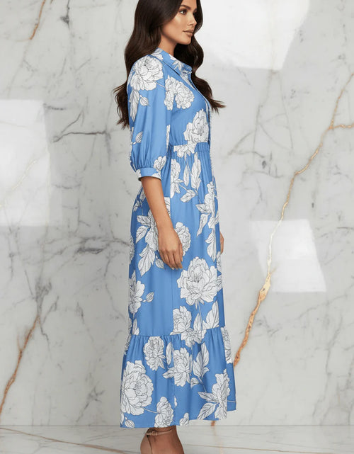 Load image into Gallery viewer, Ivorynn Women's Sky Blue Floral Dress
