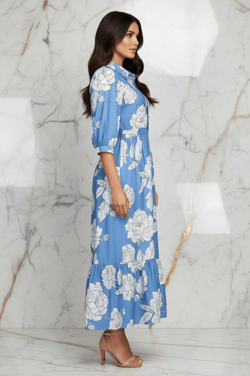 Ivorynn Women's Sky Blue Floral Dress