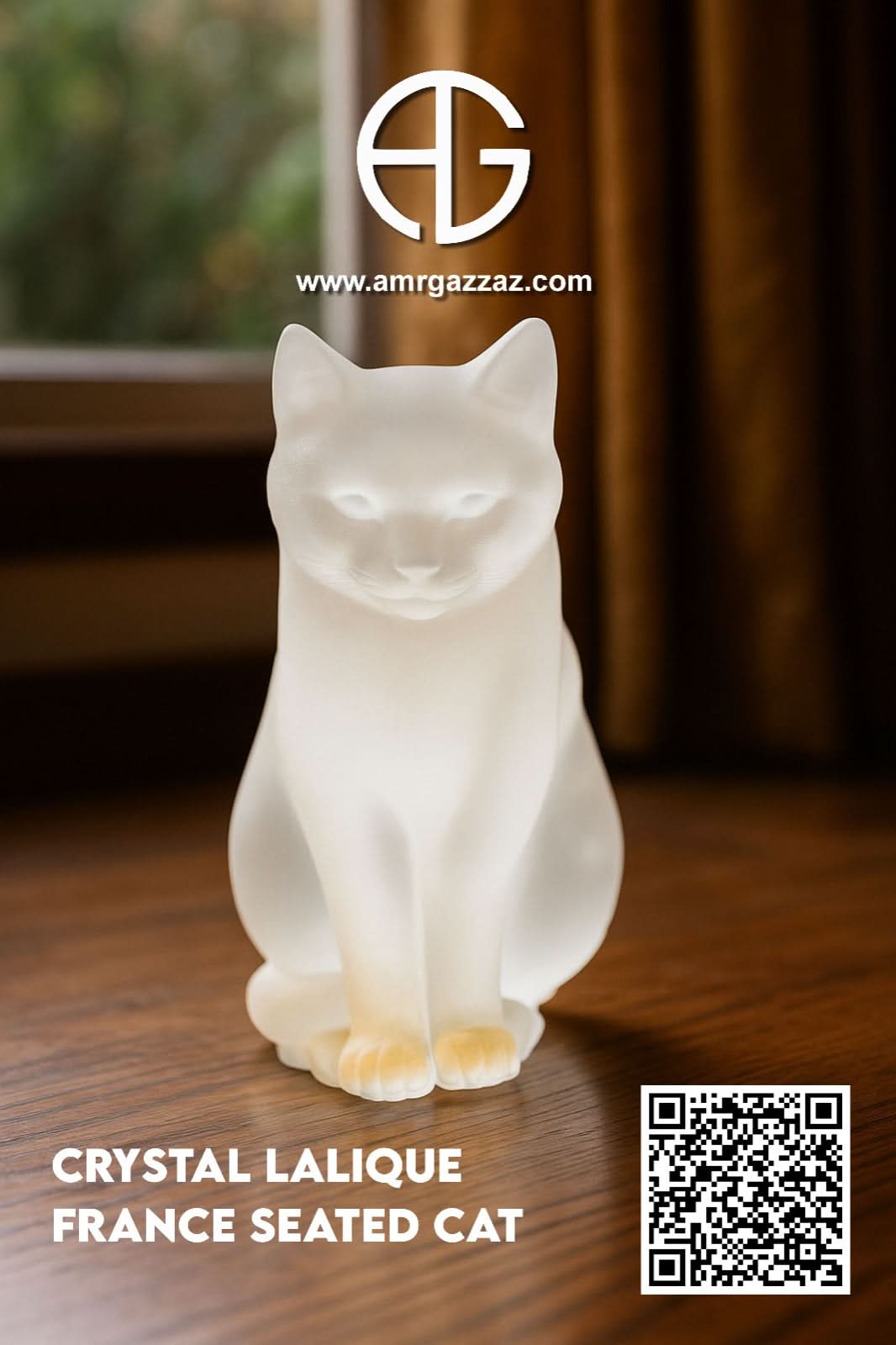 Crystal Lalique France Seated Cat