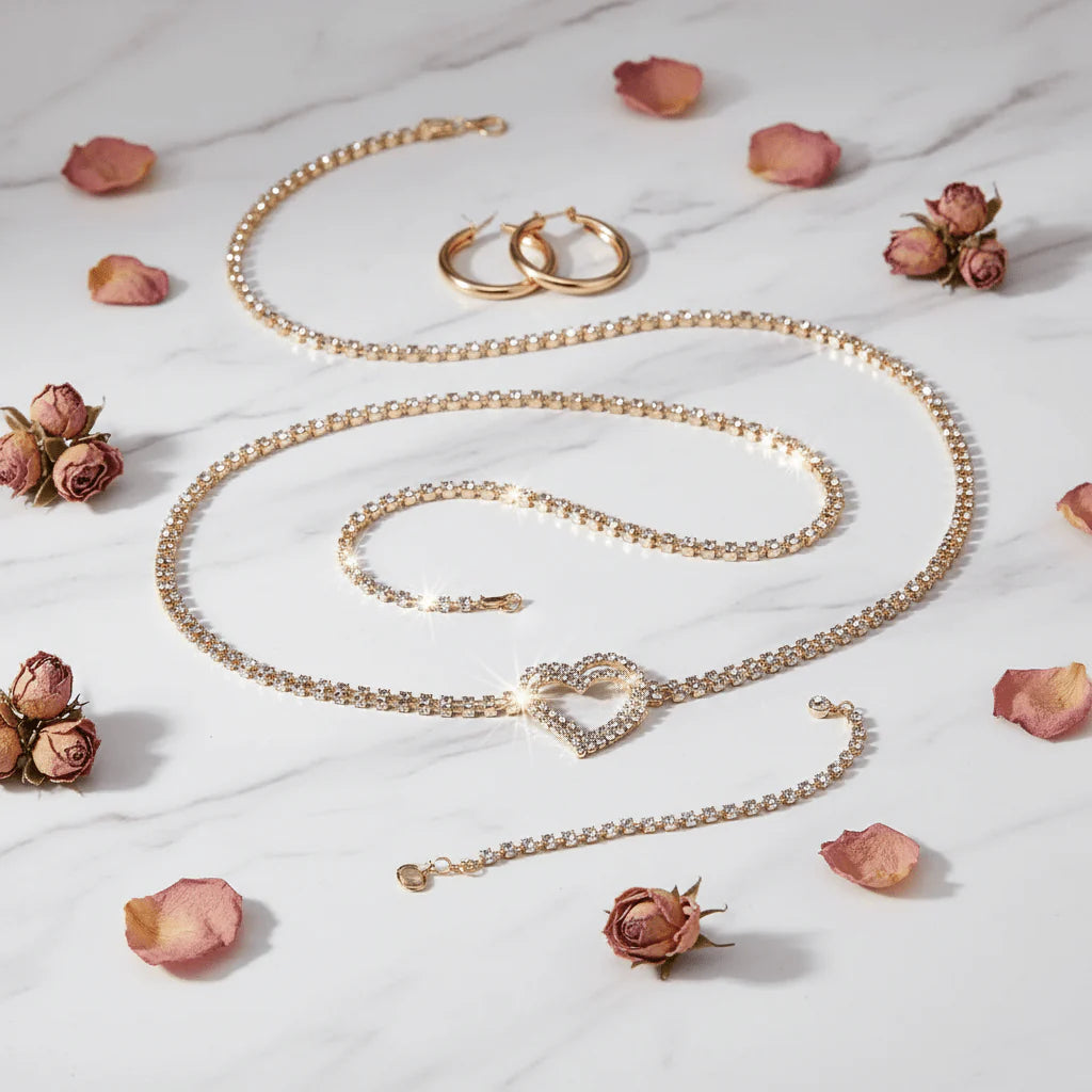 Evorinn Rhinestone Heart Chain Belt for Women