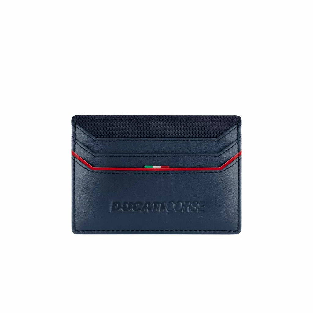 Ducati ELEGANTE card holder for men 6cc blue leather