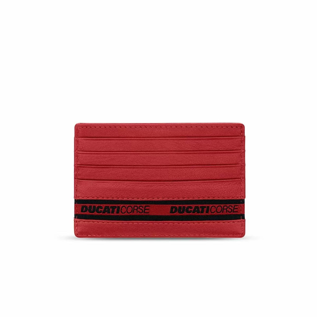 Ducati NASTRO card holder for men 6cc red leather