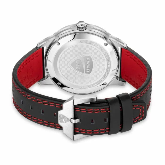 Ducati Men Podio Watch Leather Black , Red