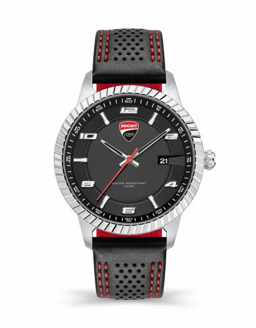 Load image into Gallery viewer, Ducati Men Podio Watch Leather Black , Red
