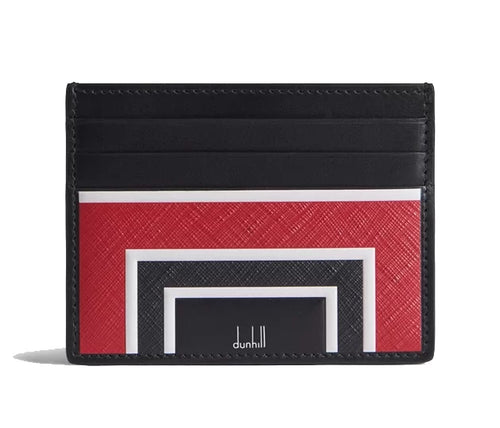 تحميل الصورة إلى عارض المعرض، Dunhill Archive Deco Card Case Black / Red Leather
