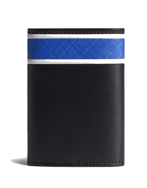 تحميل الصورة إلى عارض المعرض، Dunhill Archive Deco Key Case Black / Blue Leather
