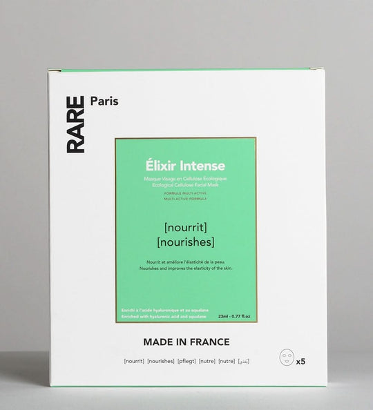 علبة قناع الوجه المغذي المكثف إليكسير × 5 23 مل لكل قناع ورقي