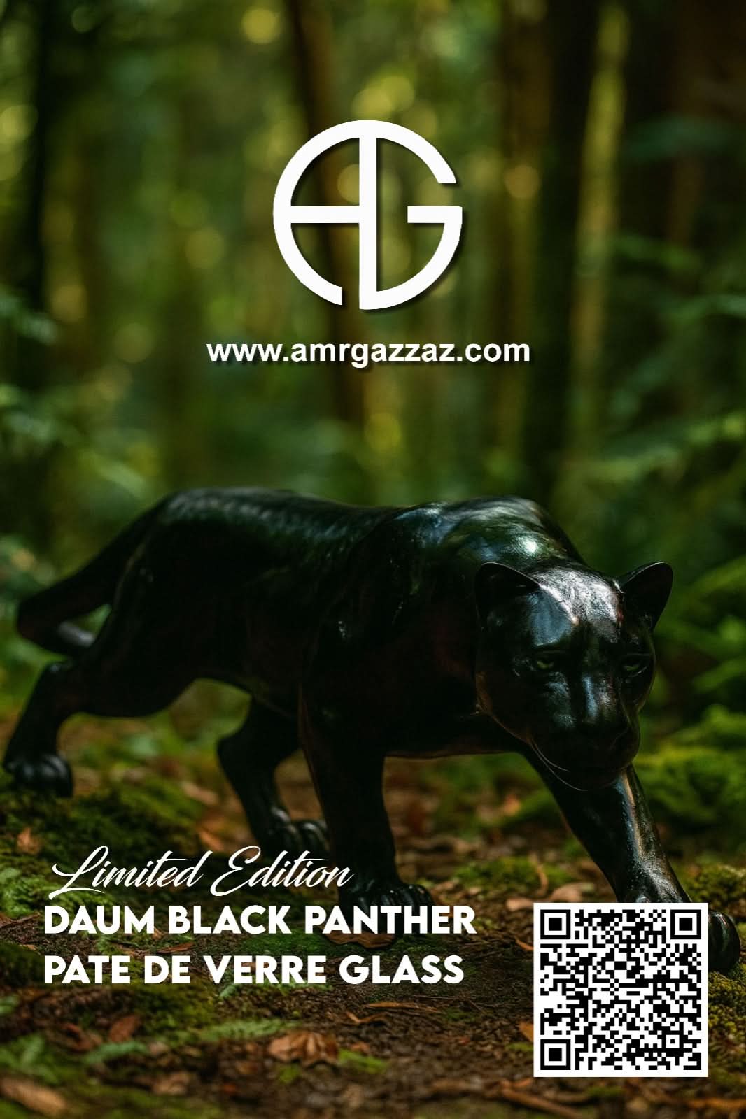 Daum Black Panther Pate de Verre Glass