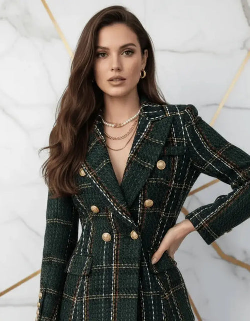 Load image into Gallery viewer, Evorin Women's Plus Size Double Breasted Dark Green Blazer
