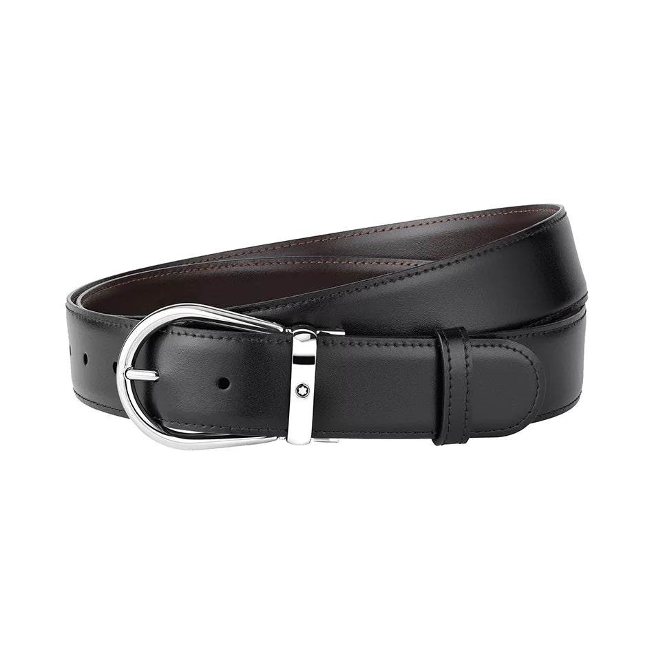 Montblanc Horseshoe black/brown 35 mm leather belt