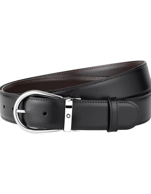 تحميل الصورة إلى عارض المعرض، Montblanc Horseshoe black/brown 35 mm leather belt
