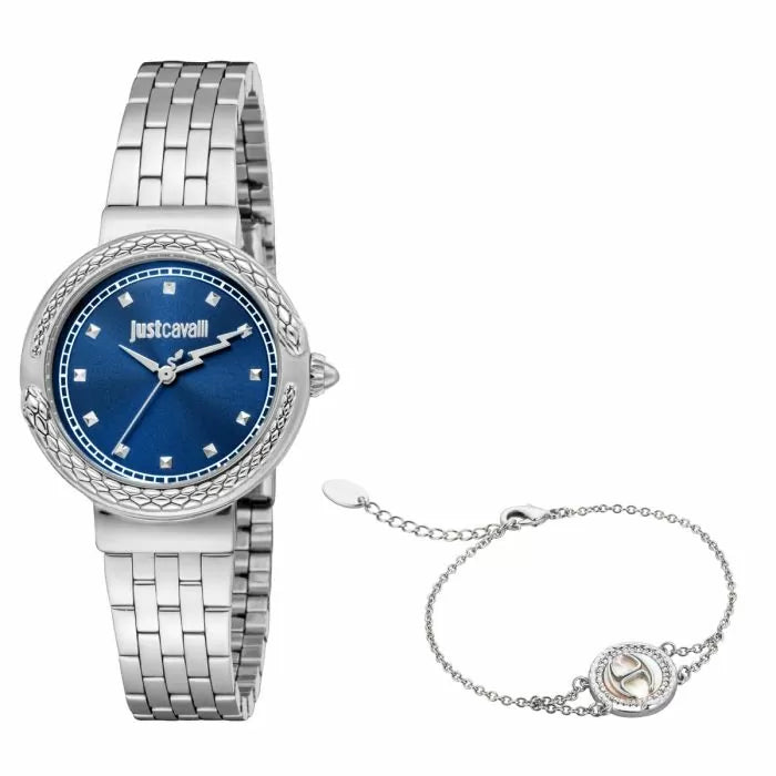 Just Cavalli ladies Quartz watch steel silver , Blue