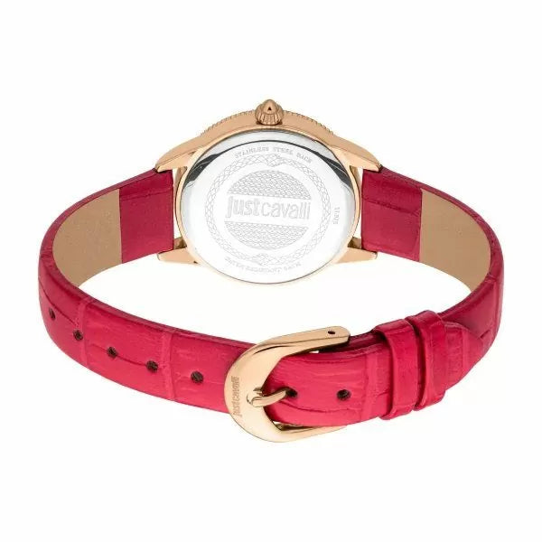 Just Cavalli ladies Quartz watch with red leather strap