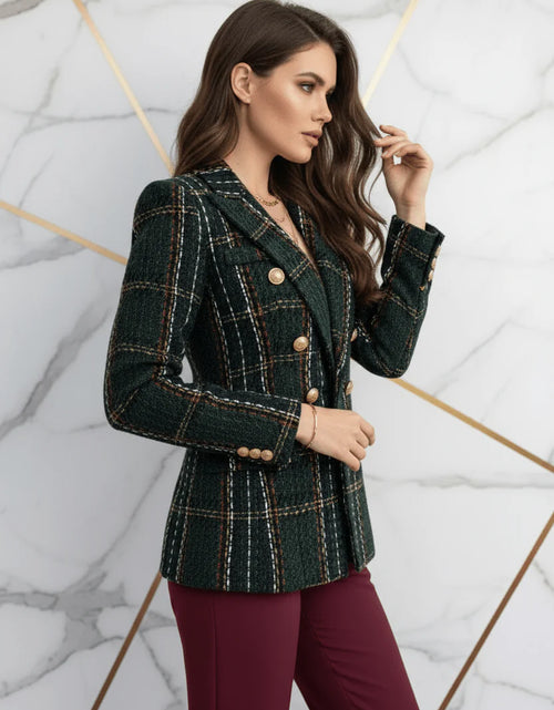 Load image into Gallery viewer, Evorin Women's Plus Size Double Breasted Dark Green Blazer
