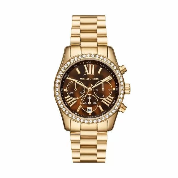 Michael Kors Lexington Lux Chronograph Gold-Tone Steel Watch