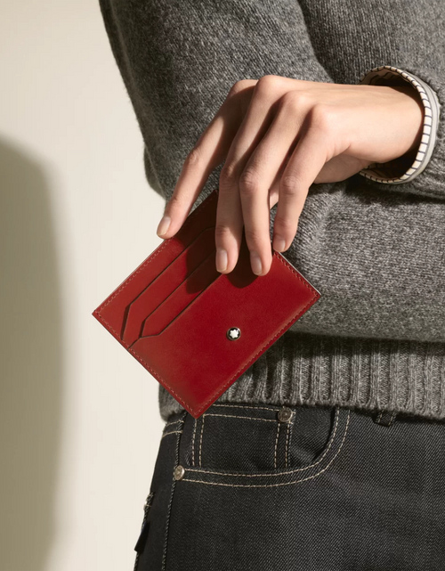 تحميل الصورة إلى عارض المعرض، Montblanc Meisterstuck Red Leather Card Holder - 6 Slots
