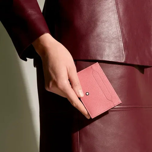 تحميل الصورة إلى عارض المعرض، Montblanc Sartorial Pink Leather Card Holder - 5 Cards
