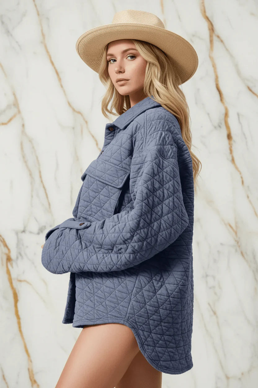 Evorin Women's Quilted Button Front Shacket