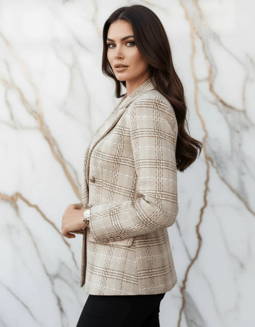 Load image into Gallery viewer, Evorin Women's Plus Size Double Breasted Light Khaki Blazer
