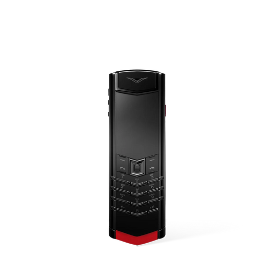 Signature S+ Black Steel Calfskin Raspberry Red