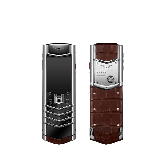 Signature S+ White Steel Alligator Skin Amber Brown