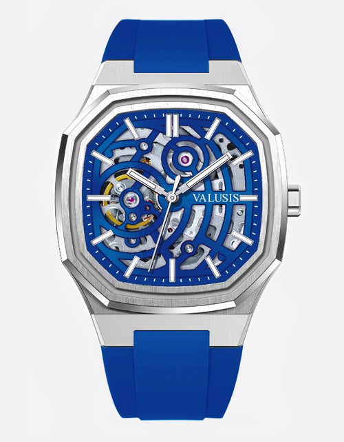 تحميل الصورة إلى عارض المعرض، VALUSIS Volt Blue Skeleton â€“ Automatic Watch with Leather Strap
