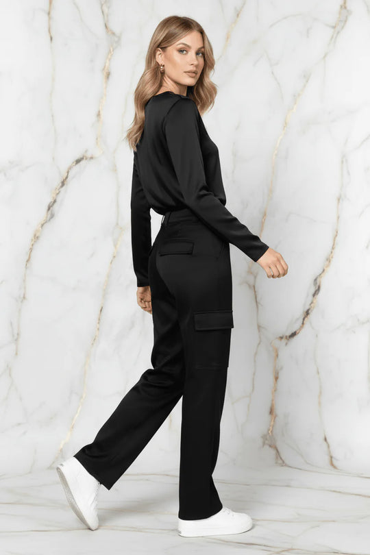 Ivorynn Women's Comfortable Straight Leg Black Pants