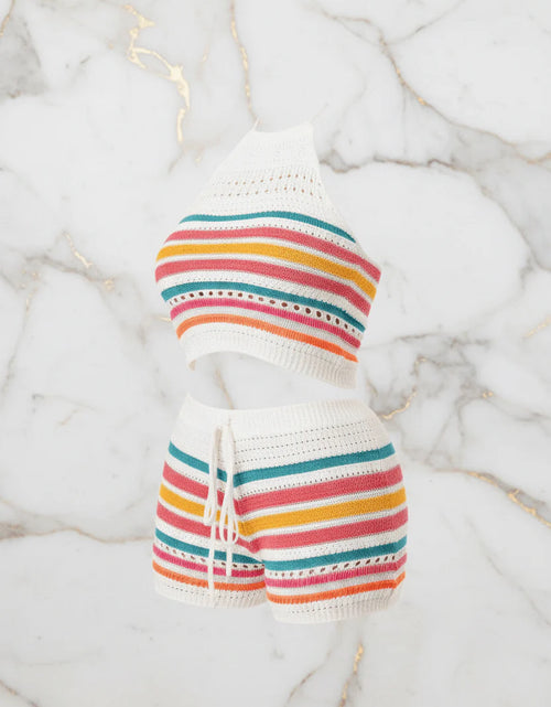 Load image into Gallery viewer, Evorin Fresh Ice Mood Women's Crochet Two-Piece Shorts Set

