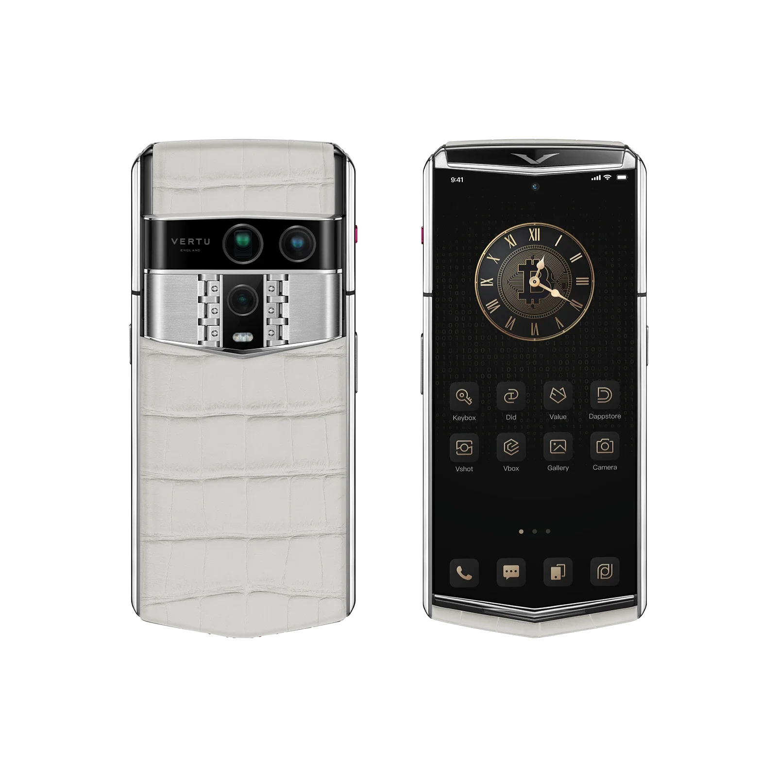هاتف METAVERTU 2 CALFSKIN WEB3 AI - برتقالي فجر (غطاء فضي)