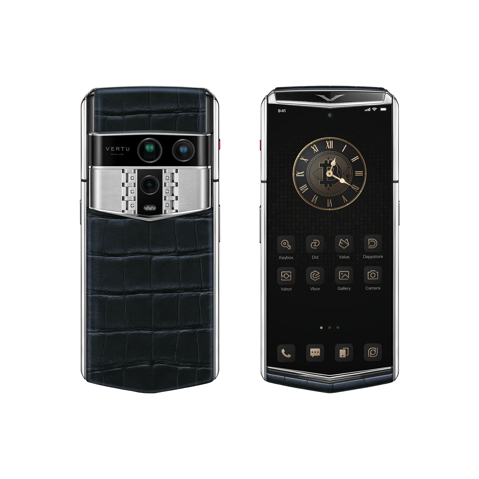هاتف METAVERTU 2 CALFSKIN WEB3 AI - برتقالي فجر (غطاء فضي)