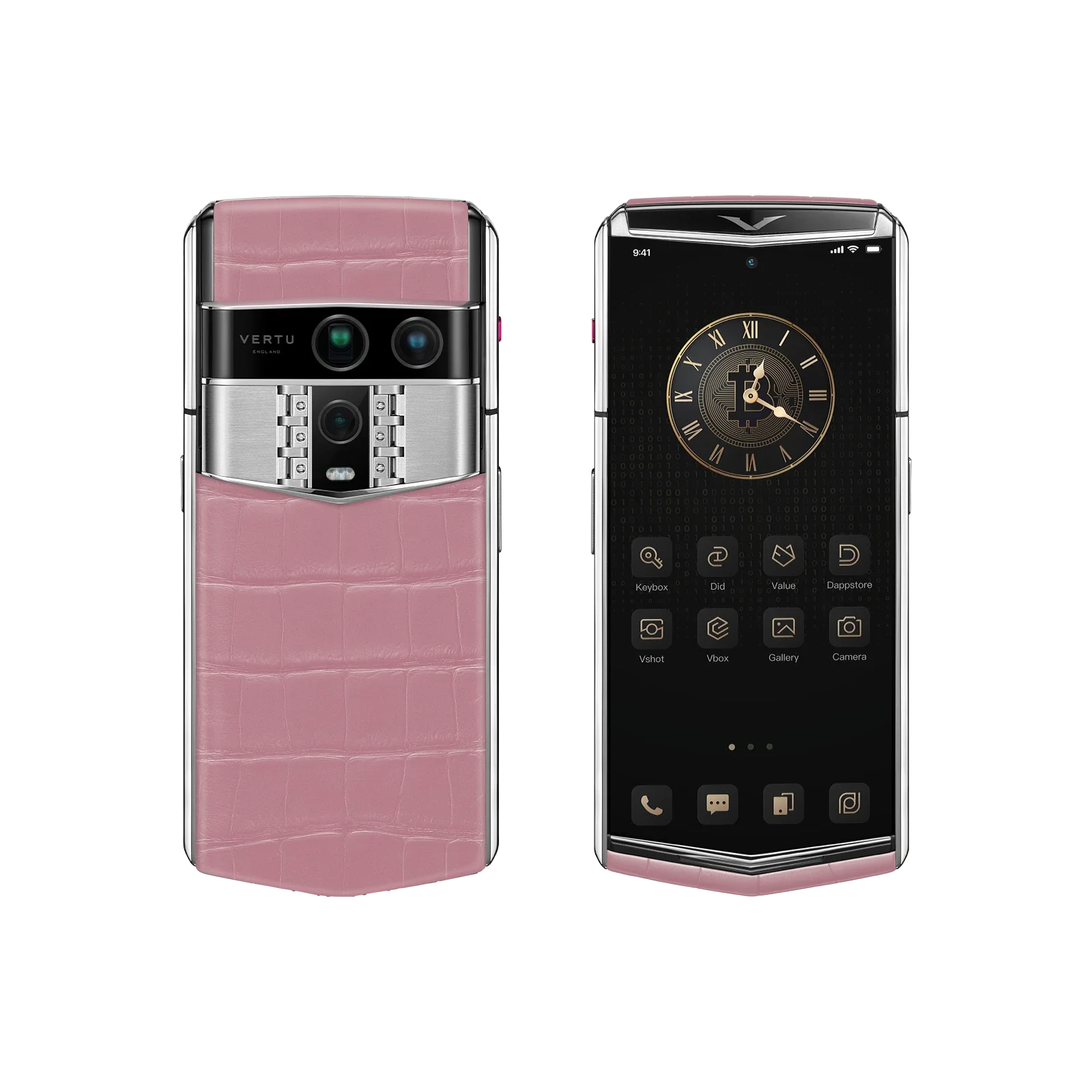هاتف METAVERTU 2 CALFSKIN WEB3 AI - برتقالي فجر (غطاء فضي)