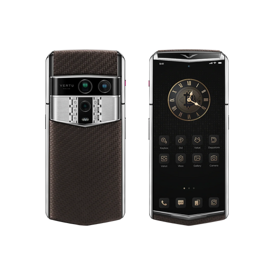 Agent Q Carbon-Pattern Calfskin Brown (Silver Plate)
