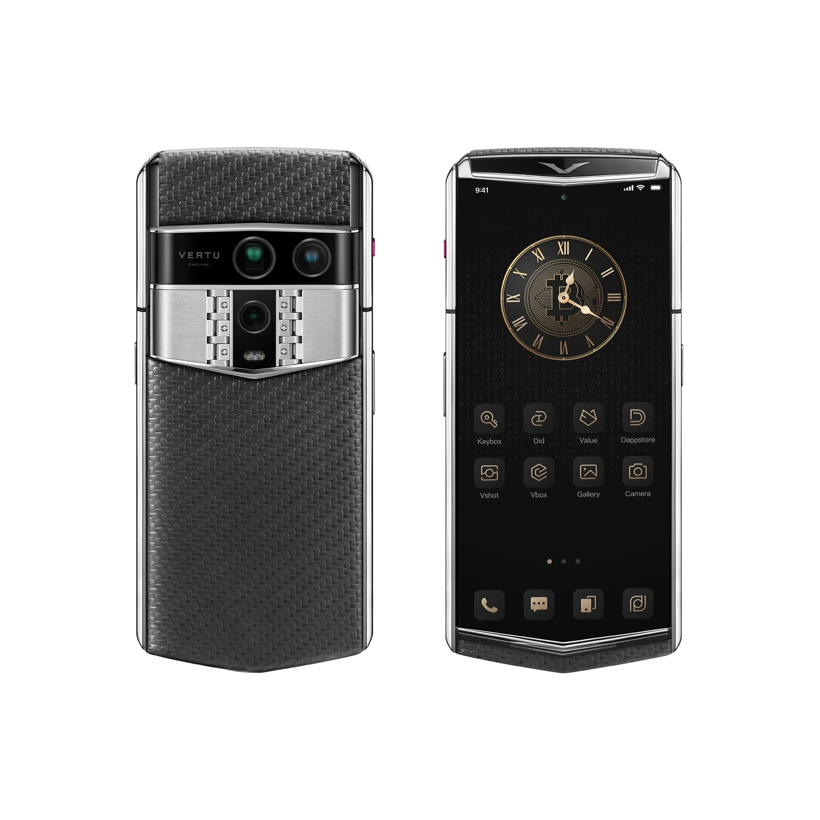 Agent Q Carbon-Pattern Calfskin Black (Silver Plate)
