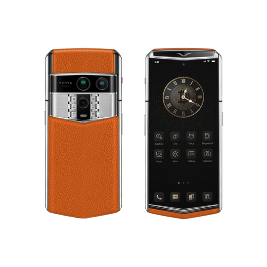 هاتف METAVERTU 2 CALFSKIN WEB3 AI - برتقالي فجر (غطاء فضي)