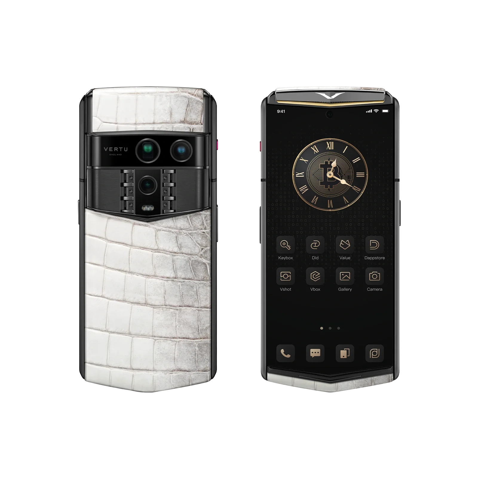 هاتف METAVERTU 2 CALFSKIN WEB3 AI - برتقالي فجر (غطاء فضي)