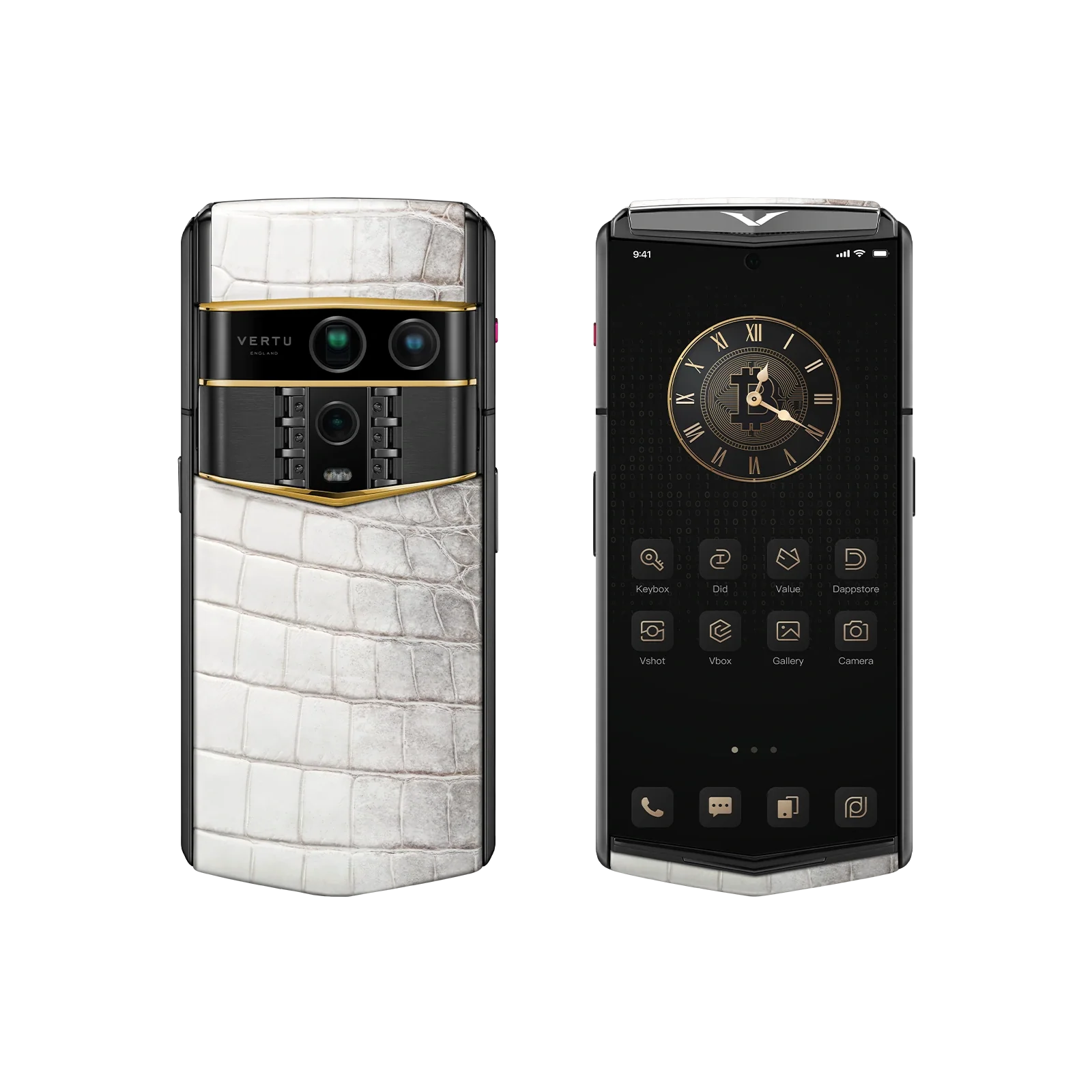 هاتف METAVERTU 2 CALFSKIN WEB3 AI - برتقالي فجر (غطاء فضي)