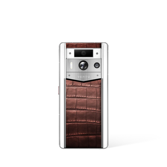 Metavertu Max Alligator Floral Engraved Gold Back Amber Brown