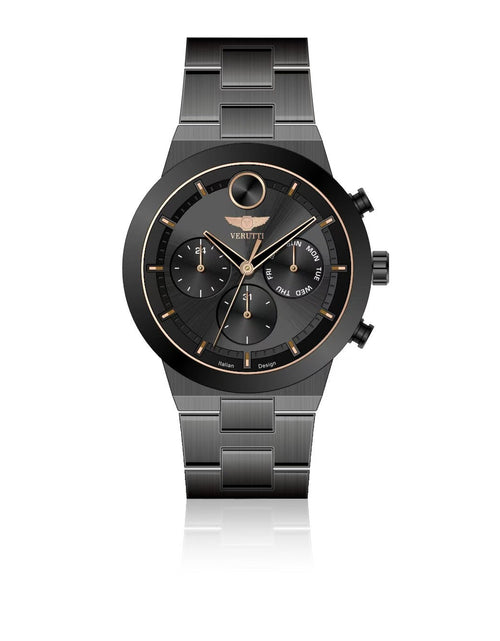 تحميل الصورة إلى عارض المعرض، Men's Luxury  Watch Verutti VR 1104-02 | Black Dial Stainless Steel
