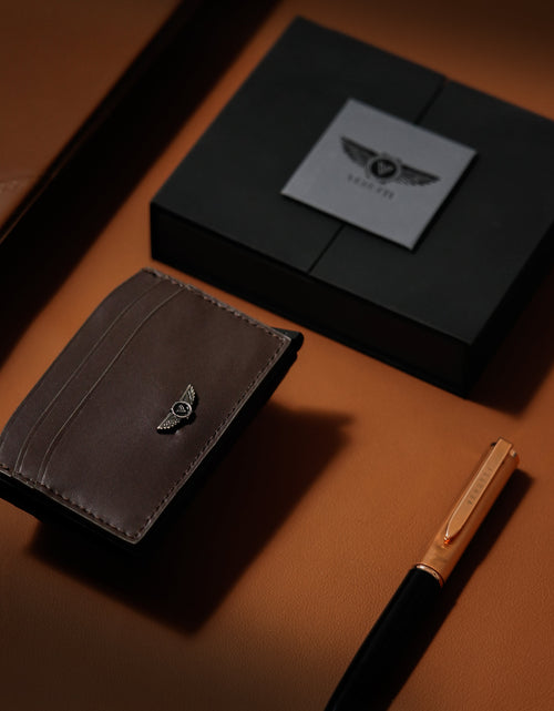 تحميل الصورة إلى عارض المعرض، Men’s Genuine Leather Wallet – Brown Cowhide – VRW-1014-4
