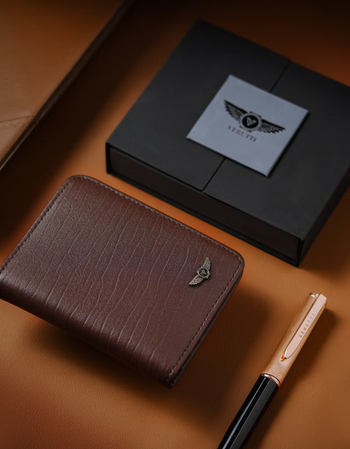 تحميل الصورة إلى عارض المعرض، Men’s Genuine Leather Wallet – Brown Cowhide – Verutti VRW-5000-2
