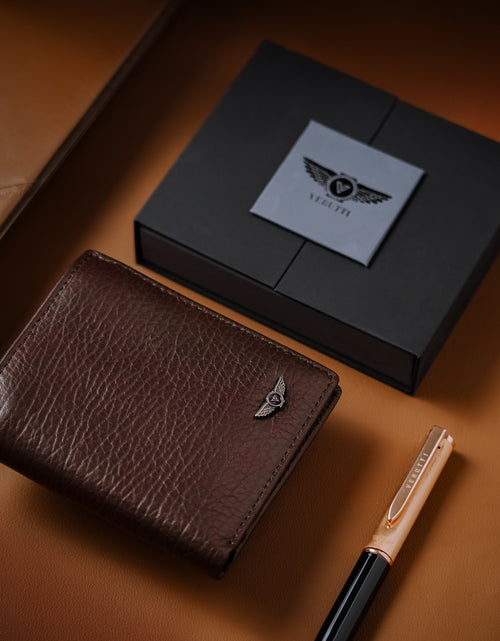تحميل الصورة إلى عارض المعرض، Men’s Genuine Leather Vertical Wallet – Brown Cowhide – Verutti VRW-5003-2
